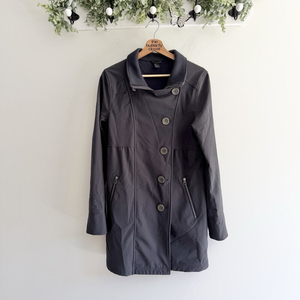 Womens Prana Martina Gray Long Zip/button Down Jacket Medium